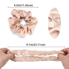Lolalet scrunchie beside ruler showing size and elastic stretch for thick hair