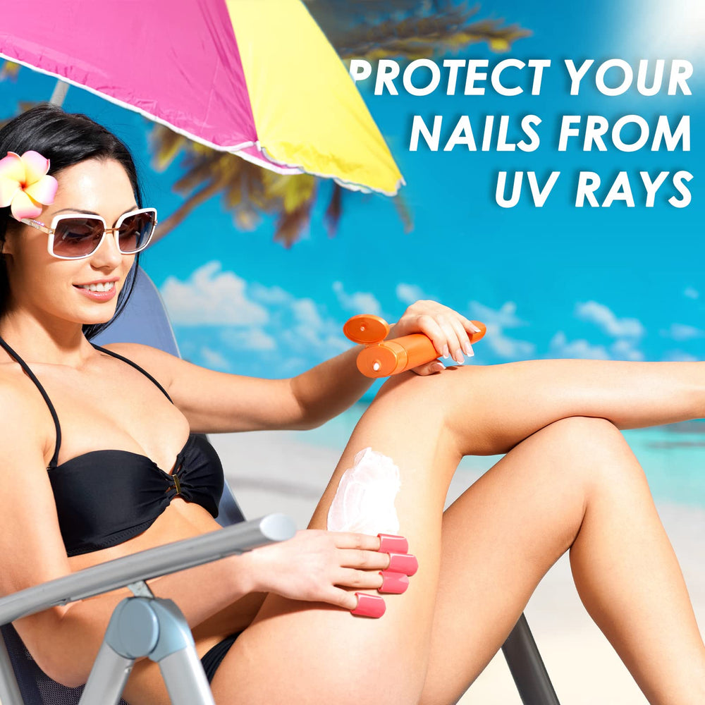 Loopeer cap covering painted nail, preserves polish during UV exposure