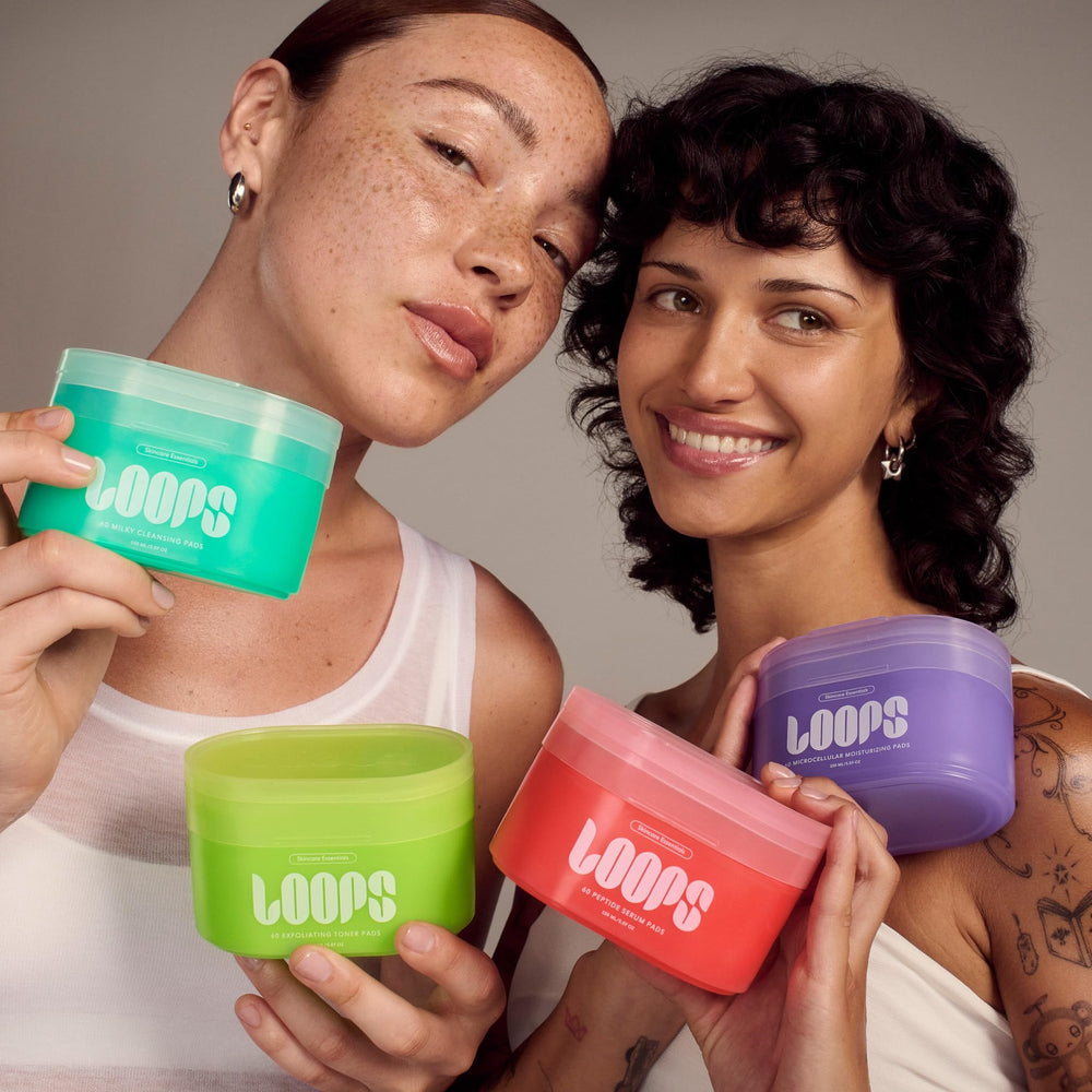 LOOPS ingredients label showing peptides and botanical extracts for gentle, clean formulation