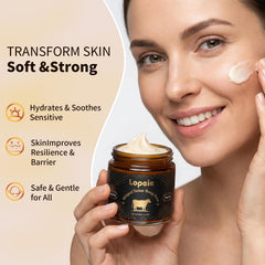 Lopeie open jar with visible balm surface highlighting natural ingredients and richness