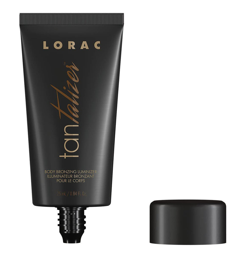 LORAC travel size held in hand showing portable convenience and quick-dry finish