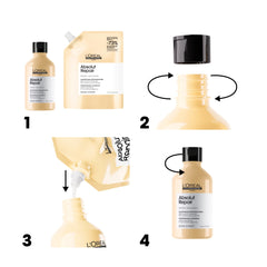 L'Oréal Professionnel Paris label close-up highlighting wheat protein ingredient benefits