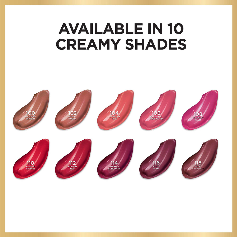 L'Oreal Paris model wearing Splendid Plum lip color showcasing flattering tone