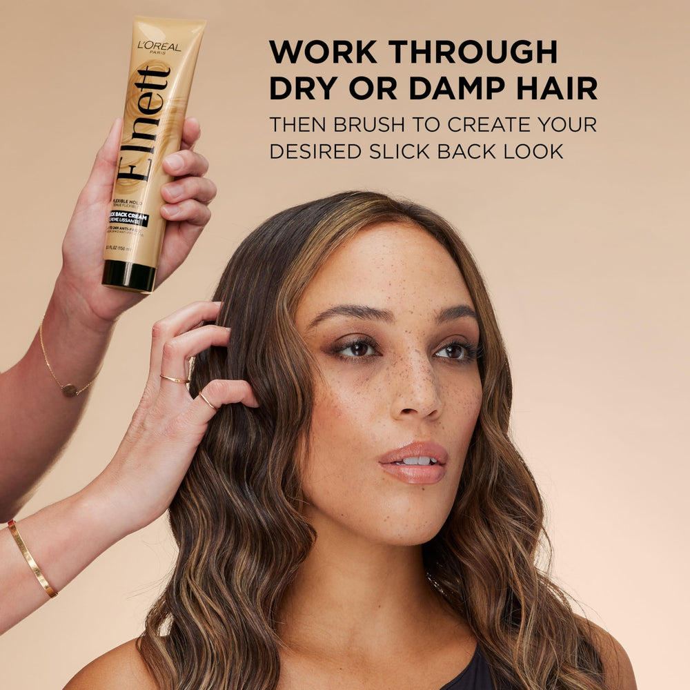 L'Oreal Paris model at event with slick-back style showing elegant results