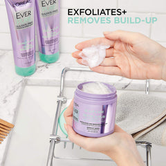 L'Oreal Paris EverPure scrub in hand demonstrating grain size and easy application benefit