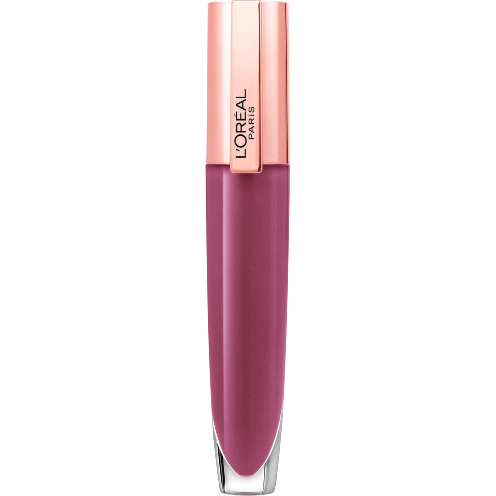 L'Oreal Paris front packaging showing mauve balm-in-gloss, portable and chic