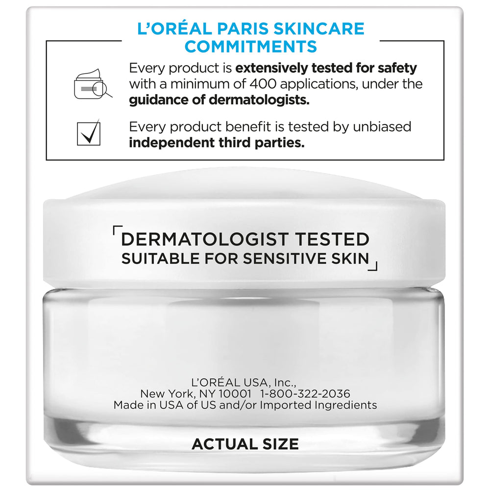 L'Oréal Paris open jar revealing cream consistency and application amount benefit