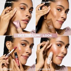 L'Oreal Paris Lumi Glotion on vanity demonstrating everyday makeup routine use