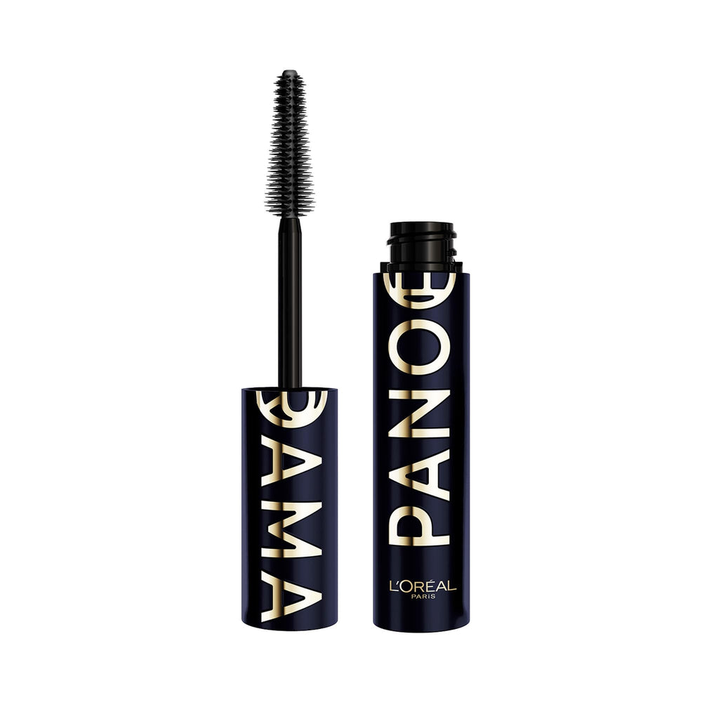 L'Oreal Paris front tube of Panorama Chromatic blue mascara showing product branding and benefit