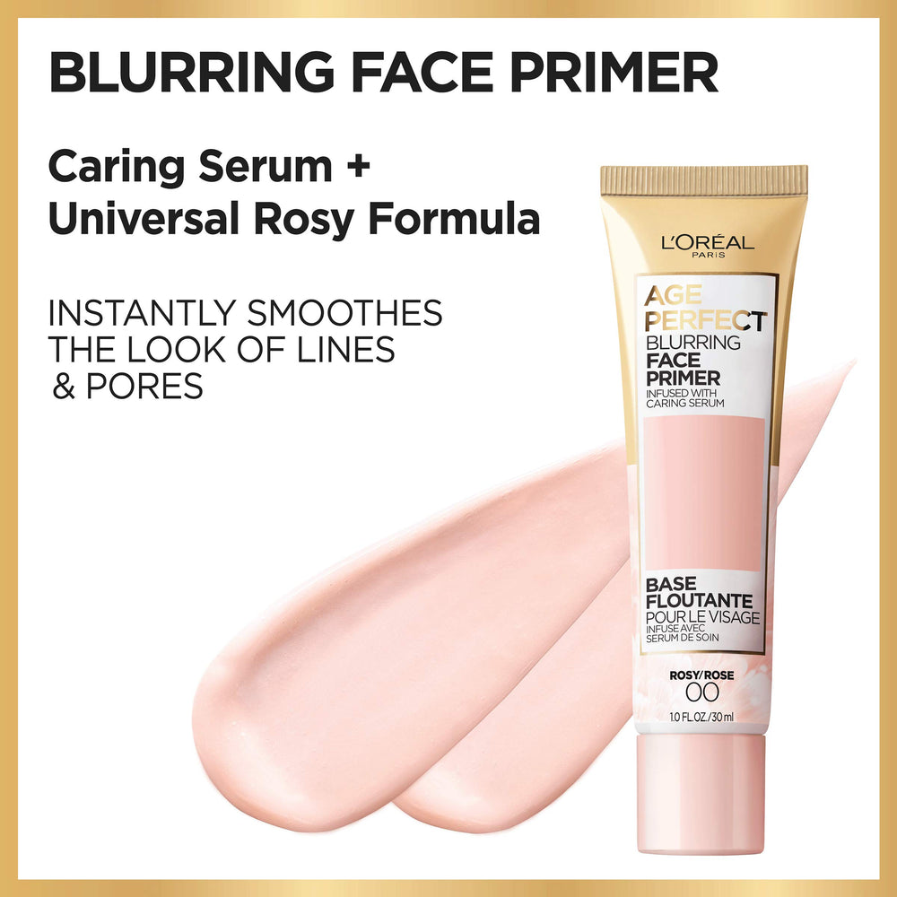 L'Oreal Paris Age Perfect primer texture close-up showing creamy serum finish benefit
