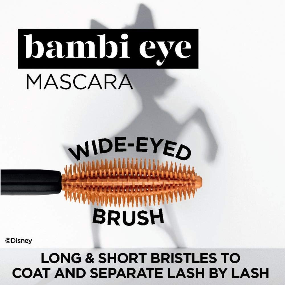 L'Oreal Paris mascara being applied to lashes demonstrating lifted elongated effect