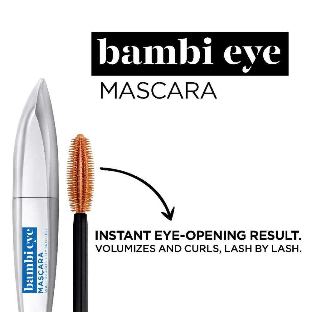 L'Oreal Paris mascara texture swirl on white surface showing velvety black finish
