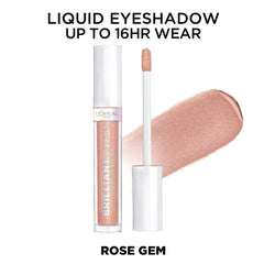 L'Oreal Paris texture swatch of Rose Gem shimmer on skin, lightweight comfortable wear