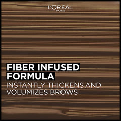 Before and after brows using L'Oreal Paris mascara showing fuller, natural-looking density