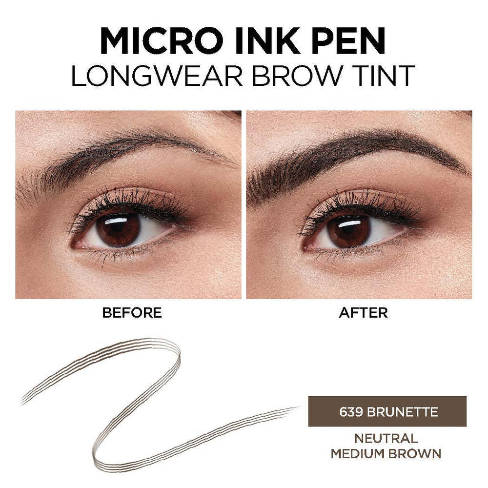 L'Oreal Paris micro ink pen applying to eyebrow for defined natural look