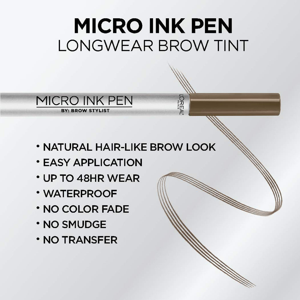 L'Oreal Paris micro ink pen texture stroke on skin demonstrating thin lines