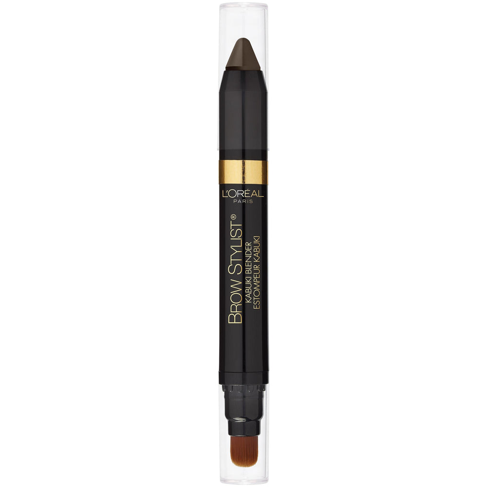 L'Oreal Paris brow crayon front packaging showing brunette shade and tool benefits