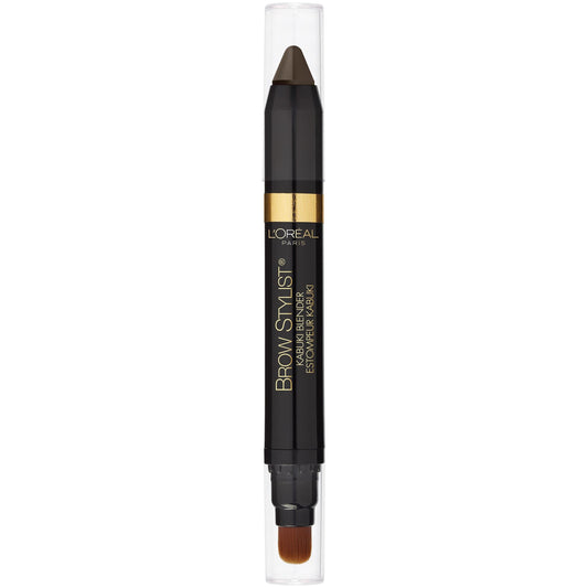 L'Oreal Paris brow crayon front packaging showing brunette shade and tool benefits