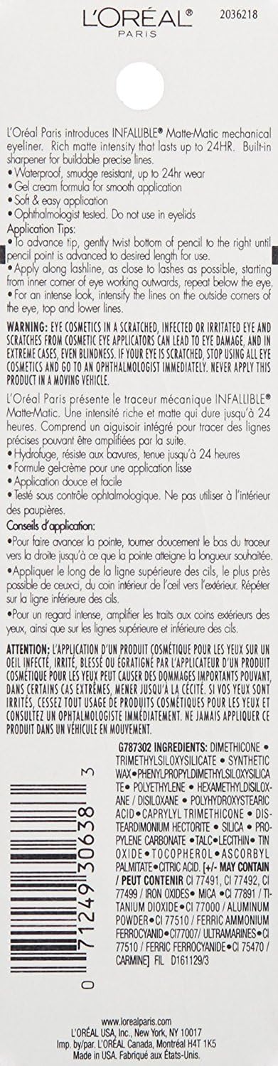 L'Oreal Paris built-in sharpener detail for on-the-go precision and maintained tip