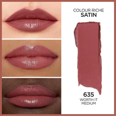 L'Oreal Paris angled bullet close-up highlighting creamy satin texture for smooth application