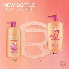 L'Oreal Paris Elvive bottle held in hand showing easy dispensing