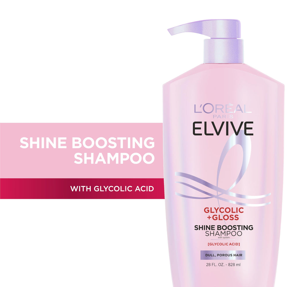 L'Oreal Paris Elvive side label close-up listing glycolic complex and usage benefits