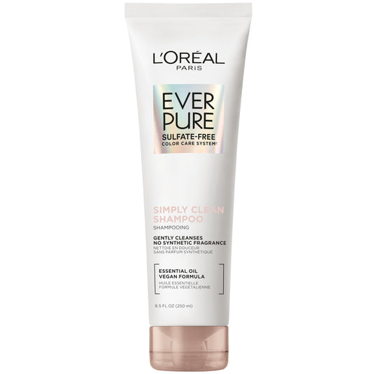 L'Oreal Paris EverPure front bottle showing label and size, easy-identify benefit
