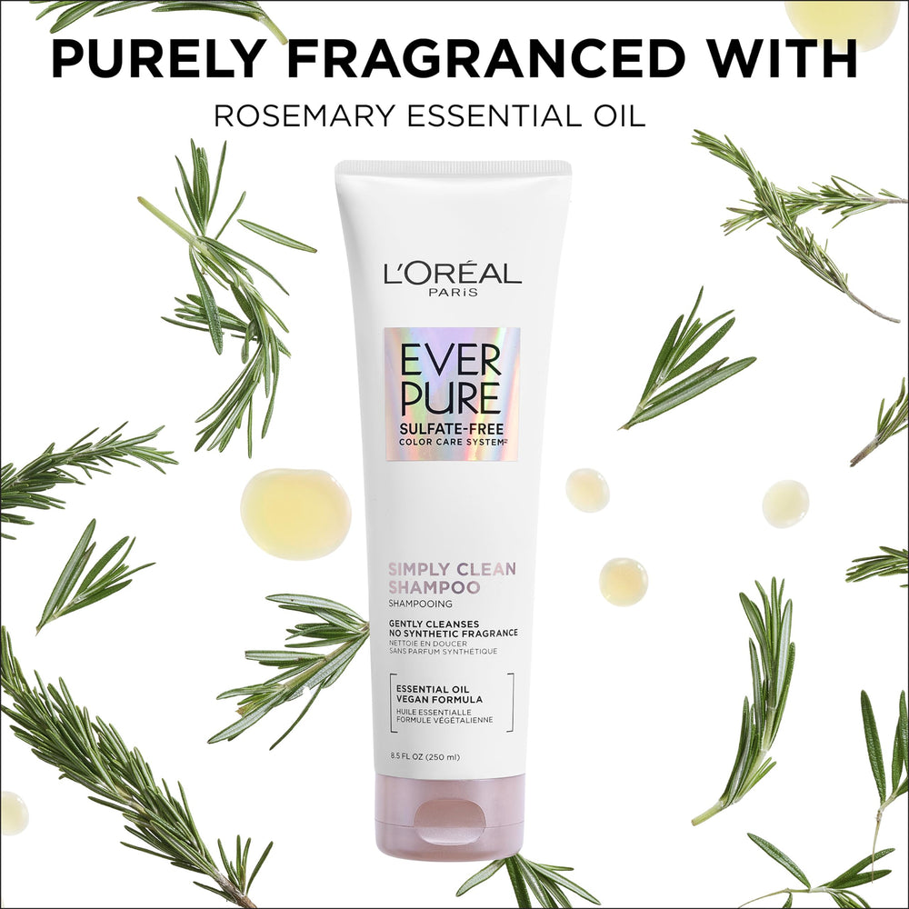 L'Oreal Paris EverPure bottle in hand for scale, showing convenient 8.5 fl oz