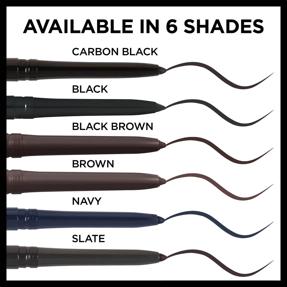 L'Oreal Paris eyeliner held between fingers showing compact travel size