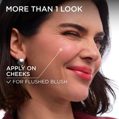 L'Oreal Paris applying tint to lips illustrating even coverage and comfort