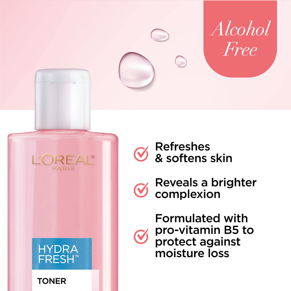 L'Oreal Paris toner texture on skin illustrating gentle, hydrating finish