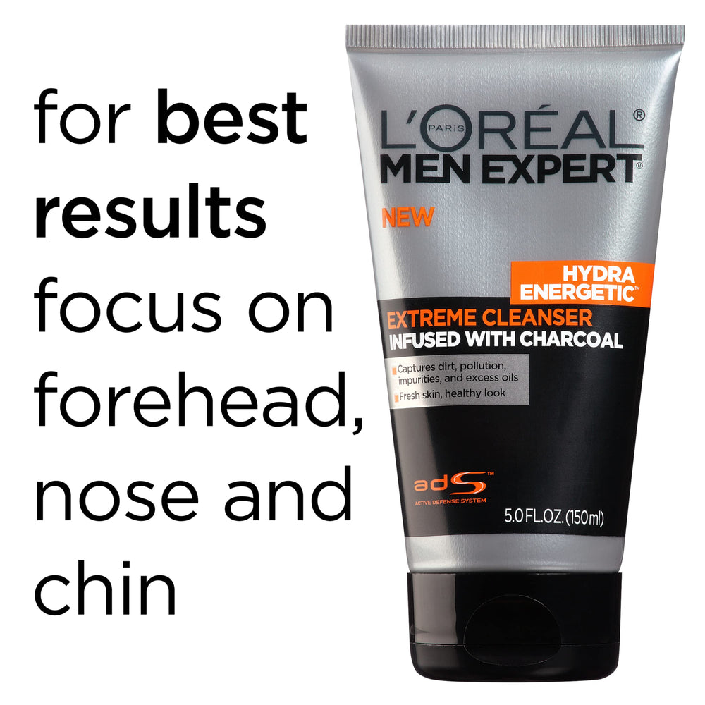 L'Oreal Paris Men Expert applied in hand highlighting easy use and quick rinse benefit