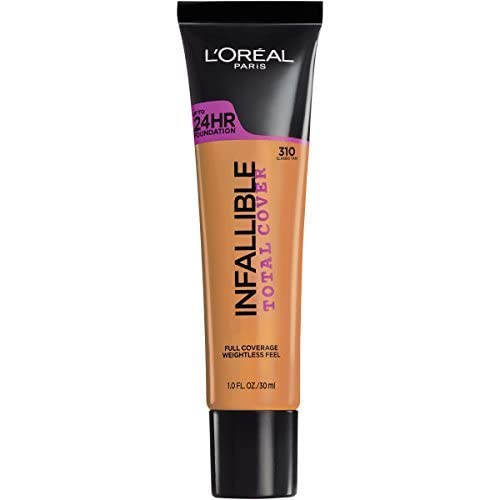 L'Oréal Paris bottle next to a coin showing product size and scale