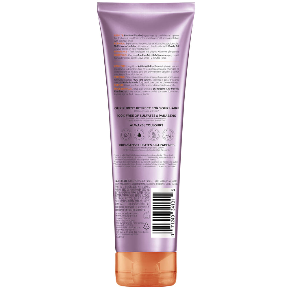 L'Oreal Paris ingredients list close-up communicating ingredient-conscious benefit