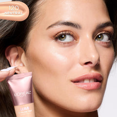 L'Oreal Paris swatch blended on hand showing buildable coverage and finish
