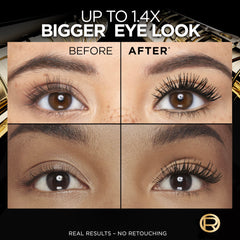 L'Oreal Paris before and after lashes highlighting panoramic fanned volume