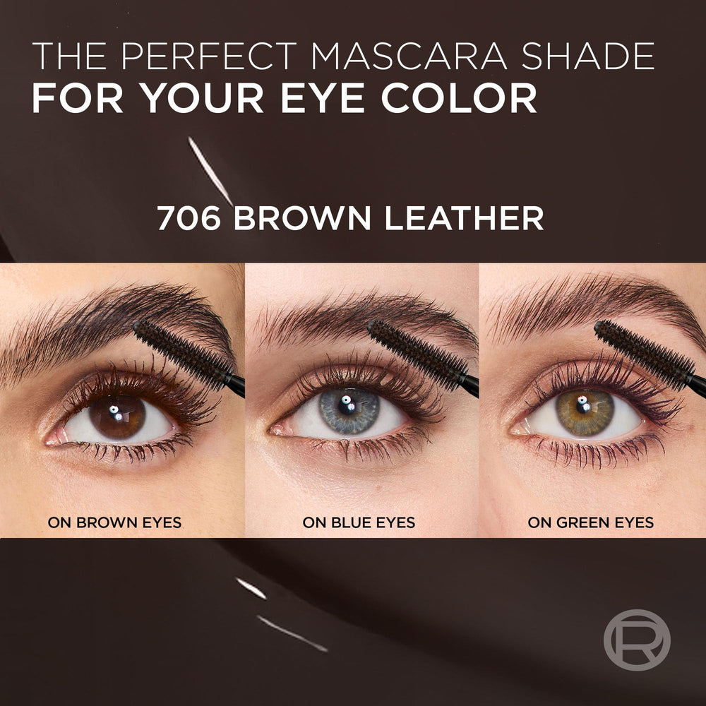 L'Oreal Paris applied on model eyes delivering fanned corner-to-corner volume