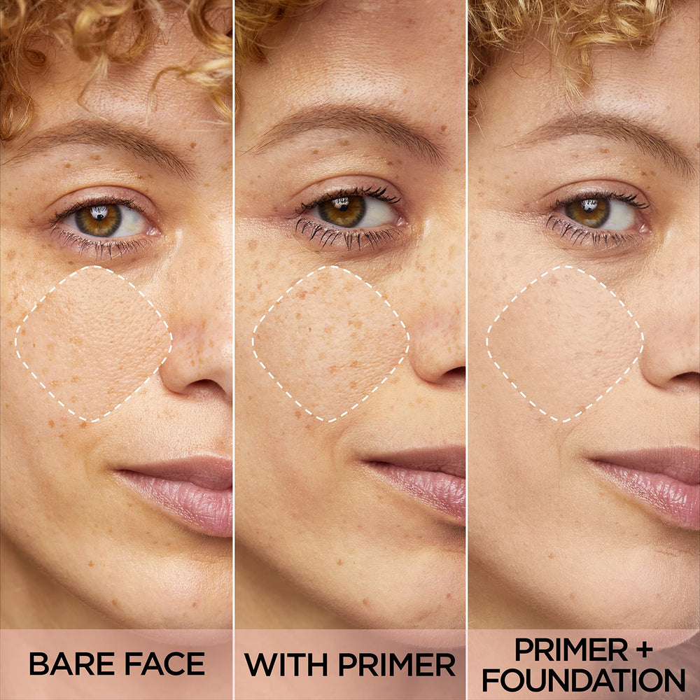 L'Oreal Paris primer pump application illustrating easy controlled dispense