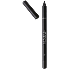 L'Oreal Paris pencil eyeliner front packaging showing product and black shade benefit