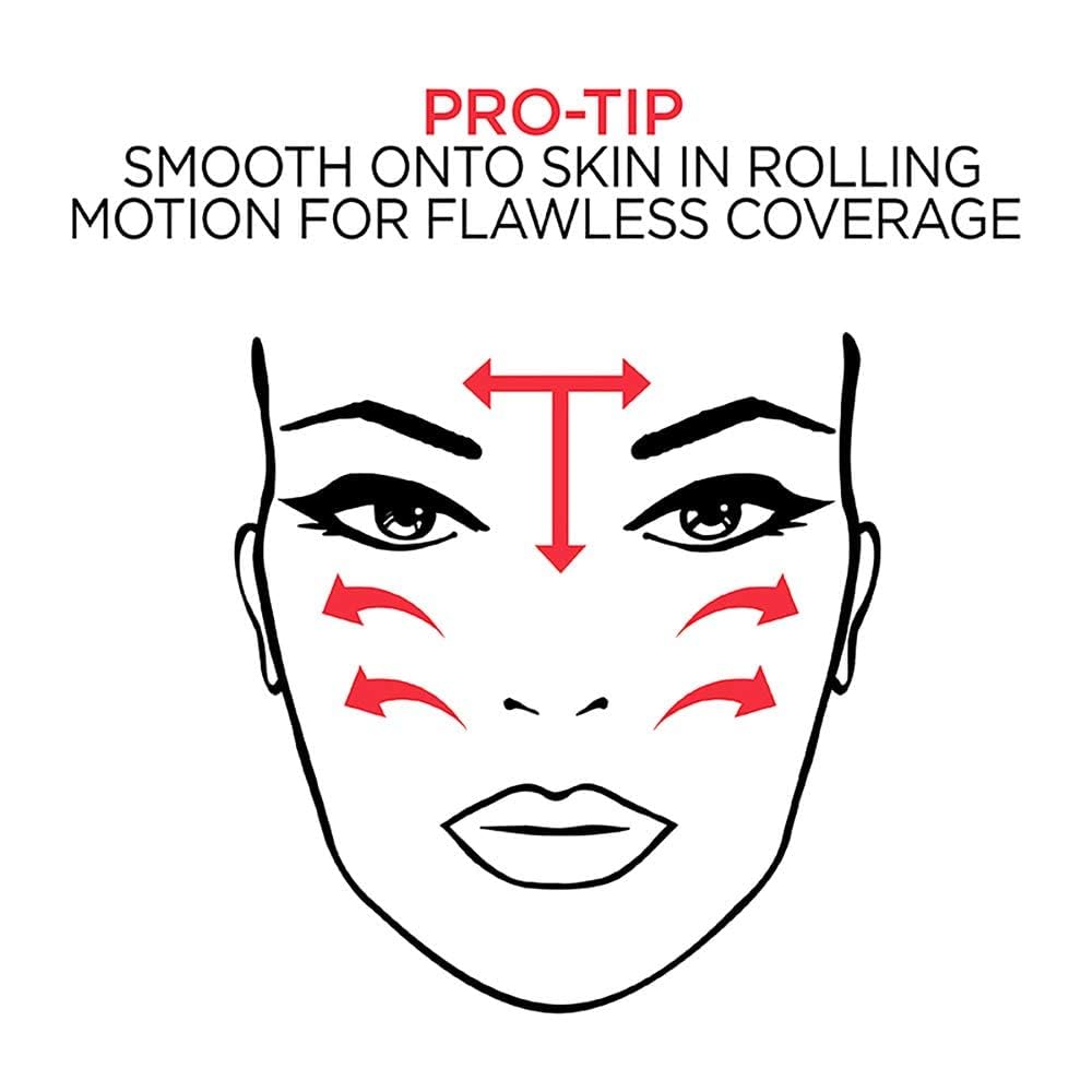 L'Oreal Paris foundation applied on skin illustrating natural demi-matte coverage