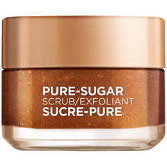 L'Oréal Paris front packaging of Pure Sugar Face Scrub showing product and net weight benefits
