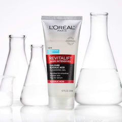 L'Oreal Paris label close-up highlighting glycolic and salicylic acids