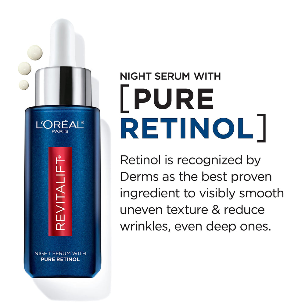 L'Oreal Paris applying serum as part of night routine, smoother-skin benefit