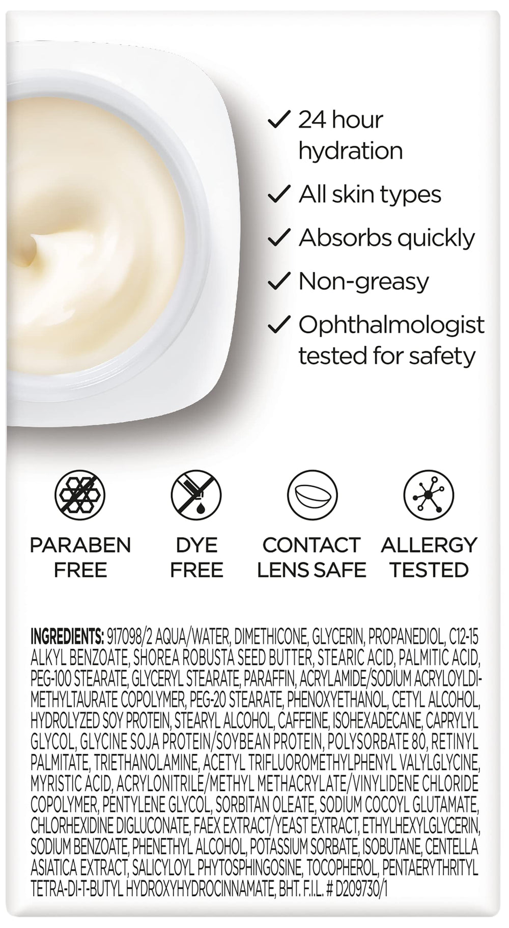 L'Oreal Paris eye cream next to SPF moisturizer, suggests complementary daytime regimen