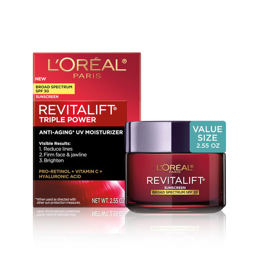L'Oreal Paris jar front view showing product name and bright packaging benefit