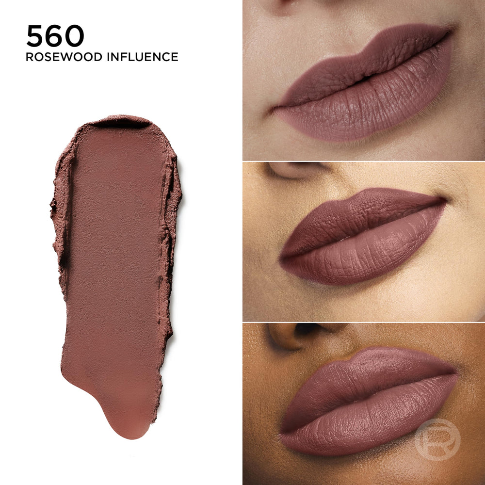 L'Oreal Paris Rosewood Influence open bullet showing rounded tip and creamy balm finish