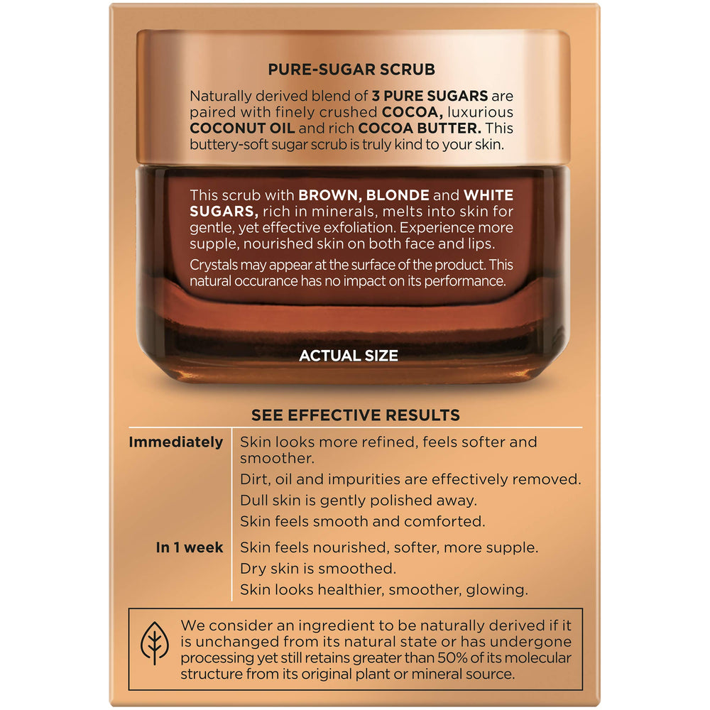 L'Oreal Paris open jar revealing meltable sugar particles for nourishing feel