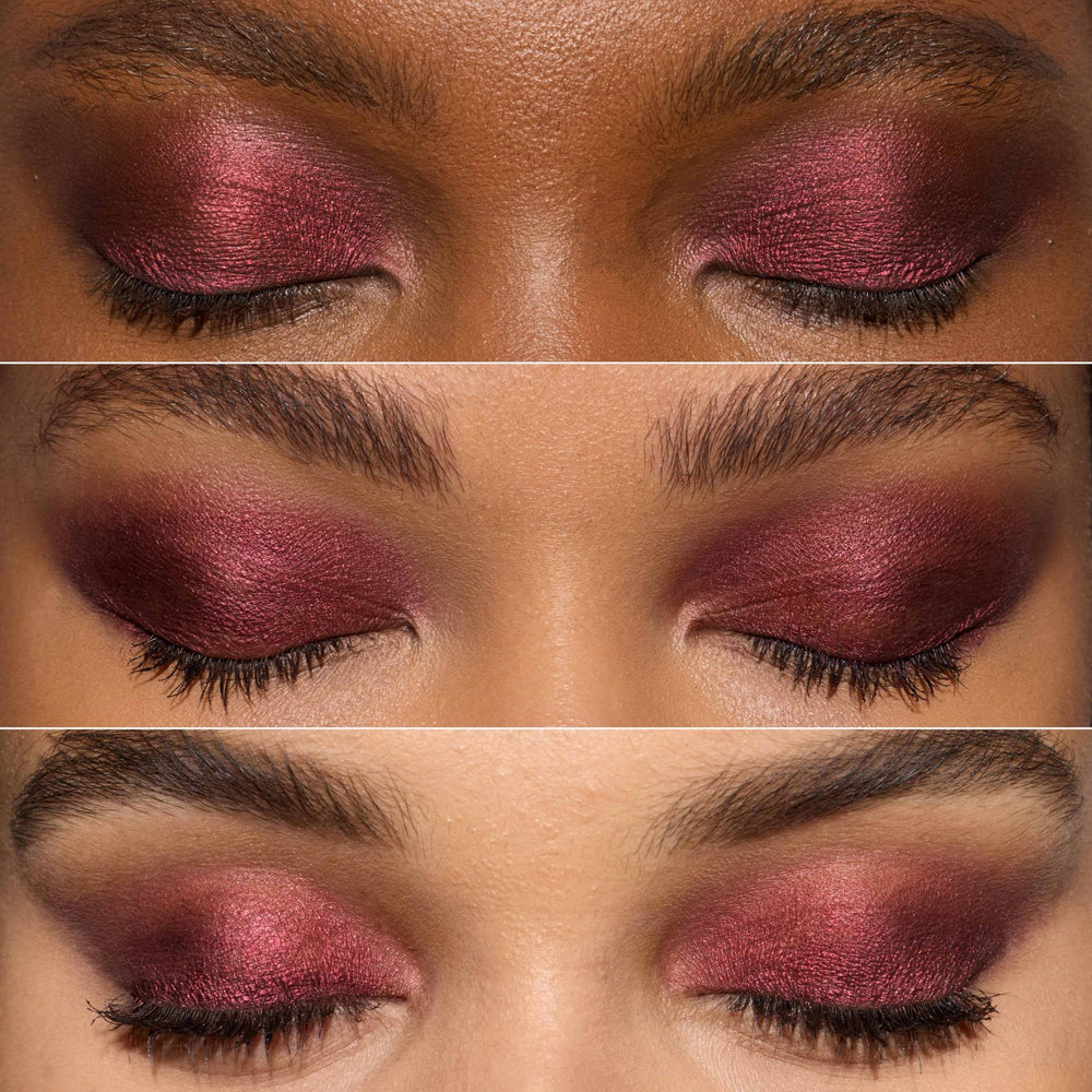 L'Oreal Paris shadow stick swatch on arm showing Starry Bordeaux payoff and buildable color