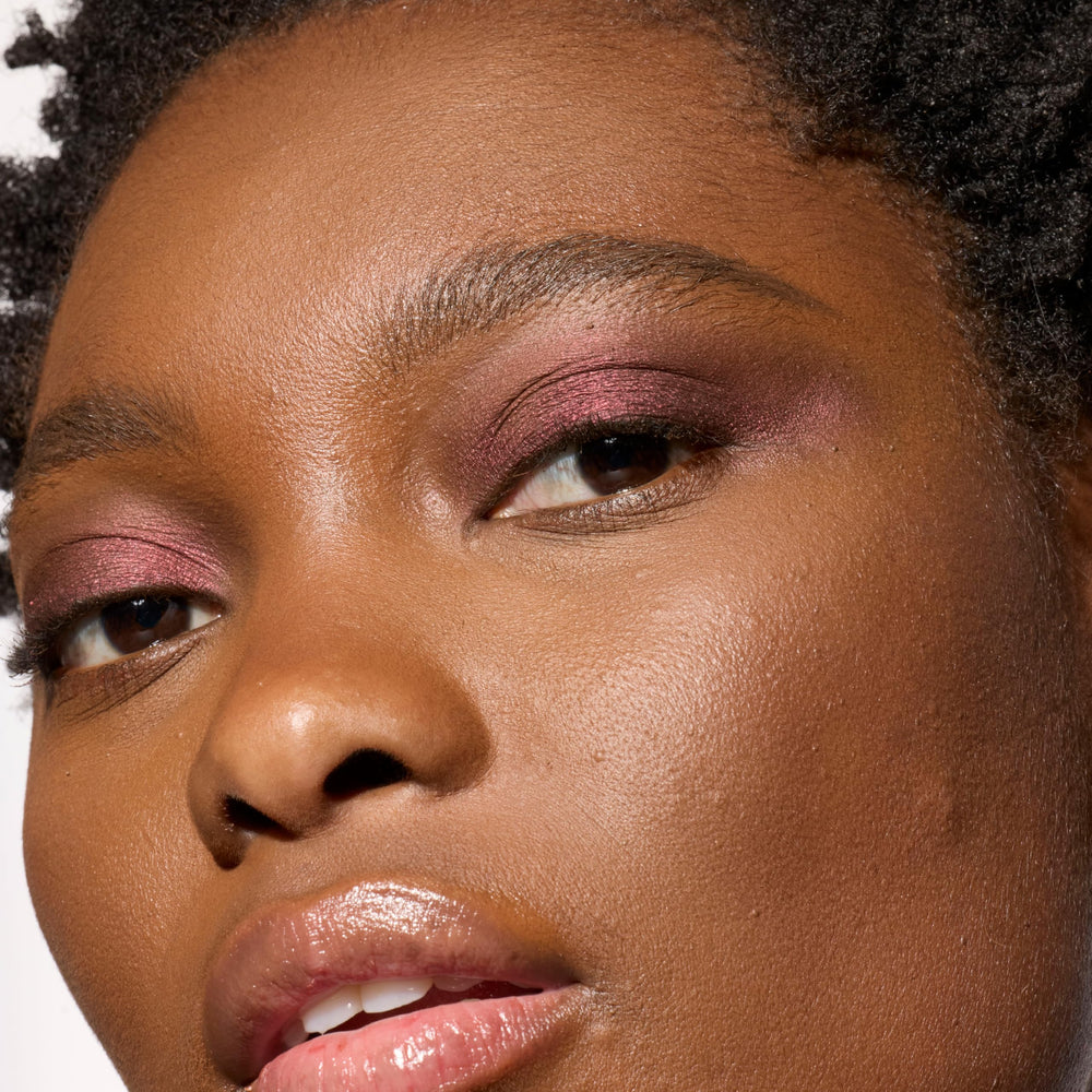 Close-up of L'Oreal Paris shadow stick applied to eyelid demonstrating precise pigment placement