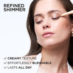 L'Oreal Paris shadow stick texture swatch displaying creamy shimmer and blendability
